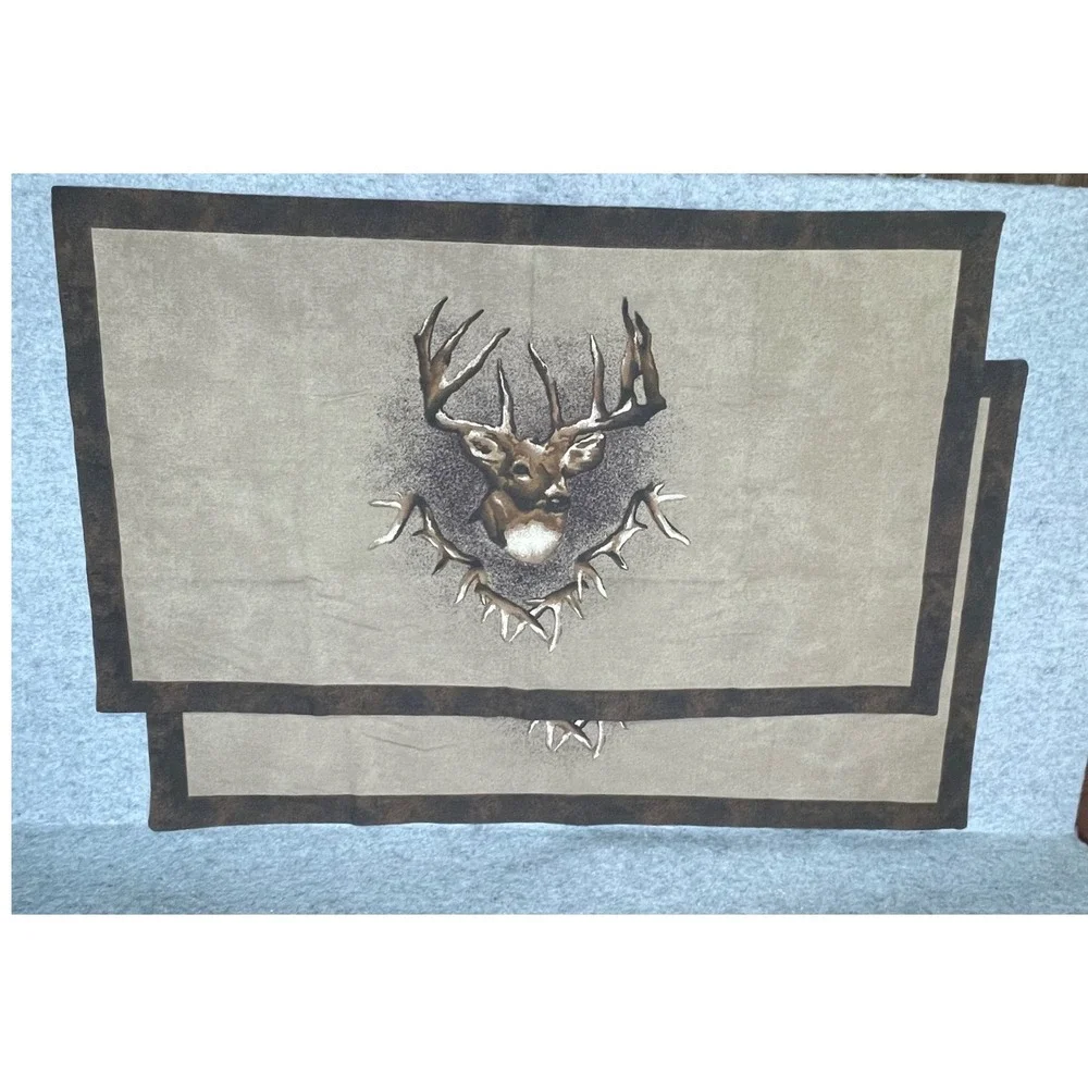 Kimlor Mills Deer Antler Pillow Sham Set 2 King Brown NWOT Rustic Hunting Cabin